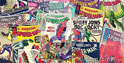 Amazing Spider-Man aka Spiderman Marvel retro vintage old comic comics Editorial Stock Photo