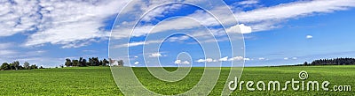 Amazing summer countryside with green pasture and blue sky with clouds - Czech Republic, Europe. Stock Photo