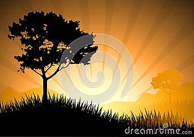 Amazing sunset Vector Illustration