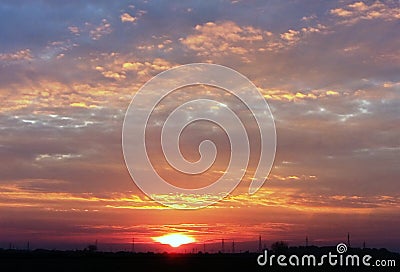 Amazing sunset with fiery colors Stock Photo