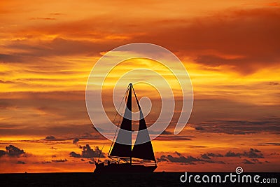 Amazing sunset landscape and ship Stock Photo