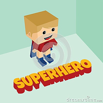 Amazing superhero isometric theme Vector Illustration