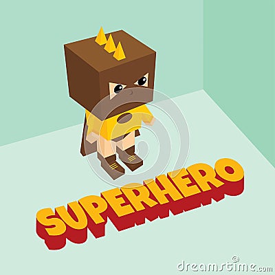 Amazing superhero isometric theme Vector Illustration