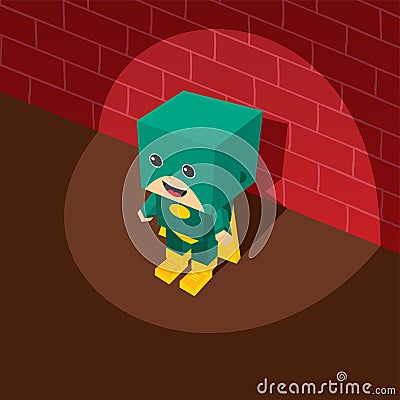 Amazing superhero isometric theme Vector Illustration