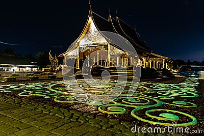 Amazing Temple Sirindhorn Wararam Phuproud at twilight time, Thailand Stock Photo