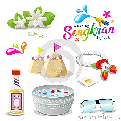 Amazing Thailand Songkran festival collections Vector Illustration