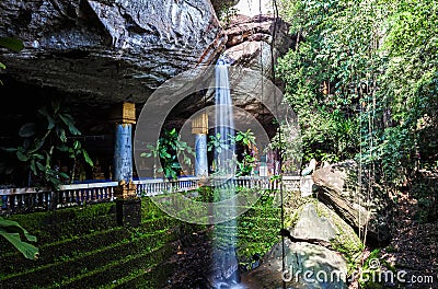 Amazing Thailand the temple under waterfall Wat Tham Heo Sin Chai Stock Photo