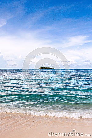 Amazing turquoise water and small island in the caribbean Stock Photo