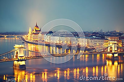 Amazing twilight in Budapest Stock Photo