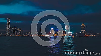 Amazing twilight view over Hong Kong's Victoria harbor Stock Photo