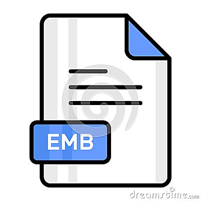 An amazing vector icon of EMB file, editable design Vector Illustration