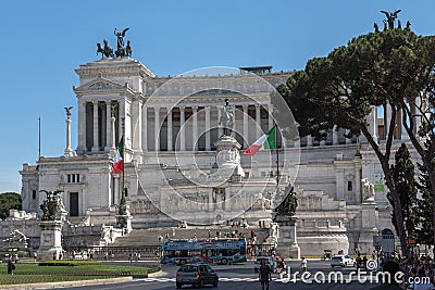 Amazing view of Altar of the Fatherland- Altare della Patria, known as the national Monument to Victo Editorial Stock Photo