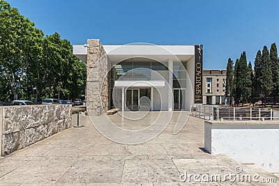 Amazing view of Ara Pacis Museum in city of Rome, Italy Editorial Stock Photo