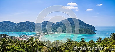 Amazing view of bay Koh Phi Phi Don in andaman sea from View Poi Stock Photo