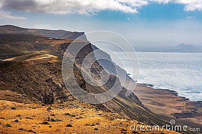 Amazing view of coastline Lanzarote, panoramic view near Mirador del Rio. Location: north of Lanzarote, Canary Islands, Spain. Stock Photo
