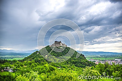 Old Deva citadel on the top of hill , Romania Stock Photo