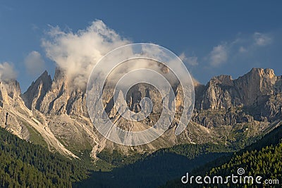 Amazing view of Funes Valley Villnob with Odle Group mountains on background, Dolomiti Alps, Bolzano, South Tyrol, Italy Stock Photo