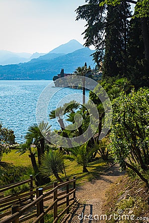 Amazing view of historical and luxury Villa Monastero, Varenna, Italy. Stock Photo