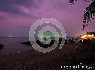 Long Beach by night. In Phu Quoc, Vietnam Stock Photo