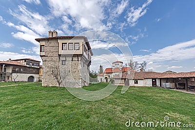 Amazing view of medieval Tower of Angel Voivode in Arapovo Monastery of Saint Nedelya, Bulgaria Stock Photo