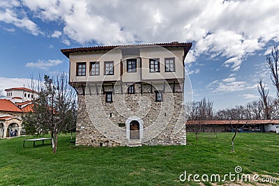 Amazing view of medieval Tower of Angel Voivode in Arapovo Monastery of Saint Nedelya, Bulgaria Editorial Stock Photo