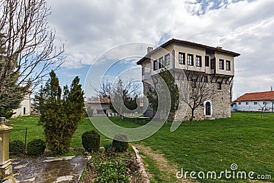 Amazing view of medieval Tower of Angel Voivode in Arapovo Monastery of Saint Nedelya, Bulgaria Stock Photo