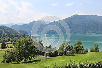 Amazing view of Mondsee and Alps, Austria Stock Photo