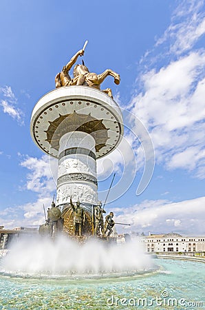 Amazing view of Monument of Alexander the Great, Skopje, Macedonia Stock Photo