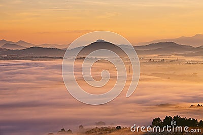 Amazing view of mountain, mist & cloud Stock Photo