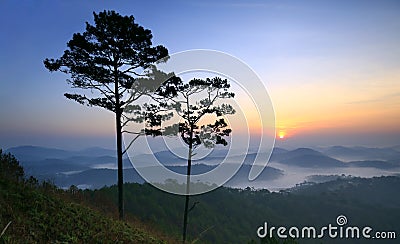 Amazing view of mountain, mist & cloud Stock Photo
