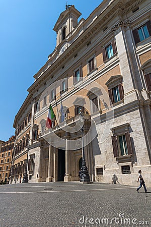 Amazing view of Palazzo Montecitorio in city of Rome, Italy Editorial Stock Photo