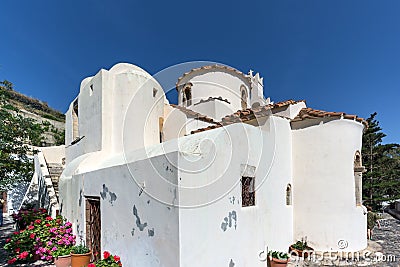 Amazing view of Panagia Episkopi Church in Santorini island, Thira, Greece Stock Photo