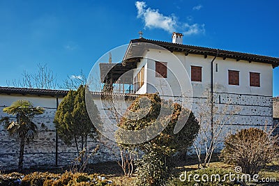 Amazing view of Rozhen Monastery Nativity of the Mother of God, Bulgaria Stock Photo