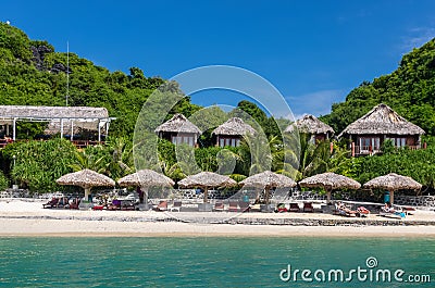 Amazing view on sand beach and resort on Monkey island Editorial Stock Photo
