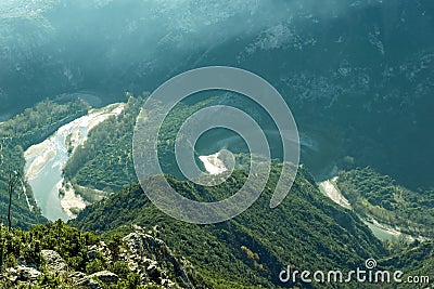 Amazing view to Meander of Nestos Gorge near town of Xanthi, Greece Stock Photo