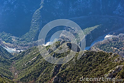 Amazing view to Meander of Nestos River near town of Xanthi, Greece Stock Photo