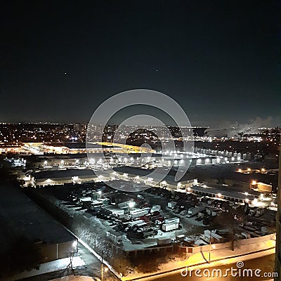 Amazing view tops from the penthouse. Breaktaking from above Stock Photo