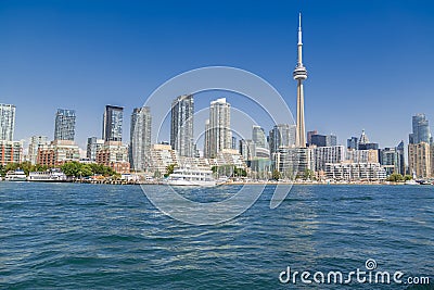 Amazing view of Toronto downtown skyline landscape background on sunny summer day Editorial Stock Photo