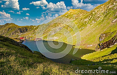 Amazing view of Transfagarasan Balea glacier lake at a bright sunny day, Romania Stock Photo