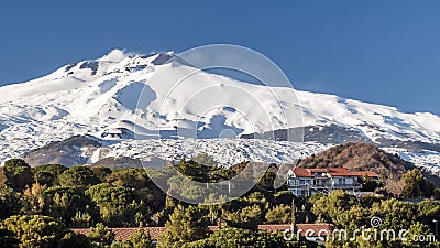 Amazing view of Volcano Etna from Nicolosi, Catania, Sicily, Italy Stock Photo