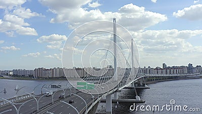 Amazing view of the western high-speed diameter of the city of St. Petersburg Editorial Stock Photo