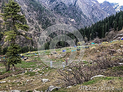 Tosh village click kheerganga Kasol Himachal Stock Photo