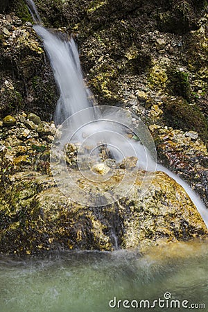 Amazing waterfall in bucegi Mountains, Urlatoarea waterfall Stock Photo