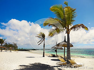 Amazing White Beaches, Tropical Vacation, Mauritius Island Stock Photo