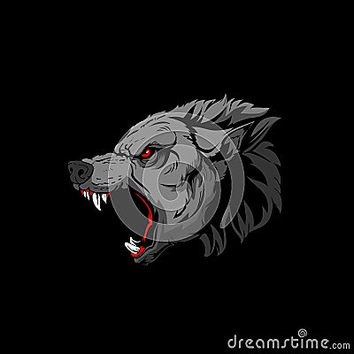Amazing wild and aggressive wolf head vector Vector Illustration