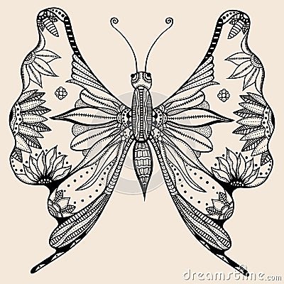 Amazing wonderland fly butterfly Vector Illustration