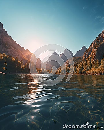 Amazingly_beautiful_nature_landscape_of_a_mountain_lake_1690446869927_1 Stock Photo