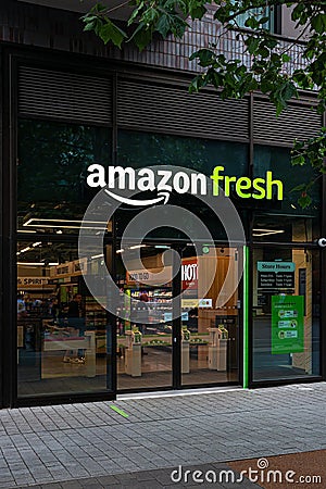 Amazon Fresh self service store at Wembley Park Editorial Stock Photo