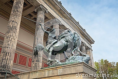 Amazon on Horseback Statue in front of Altes Museum (Old Museum) - Berlin, Germany Editorial Stock Photo