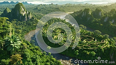 Amazon jungles from a bird's-eye perspective Stock Photo